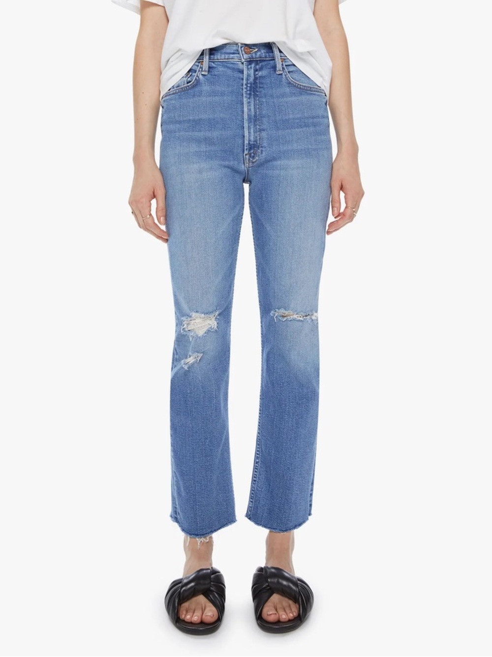 MOTHER Women’s High Waisted Raider Ankle Fray Jeans in Party Like A Pirate 26